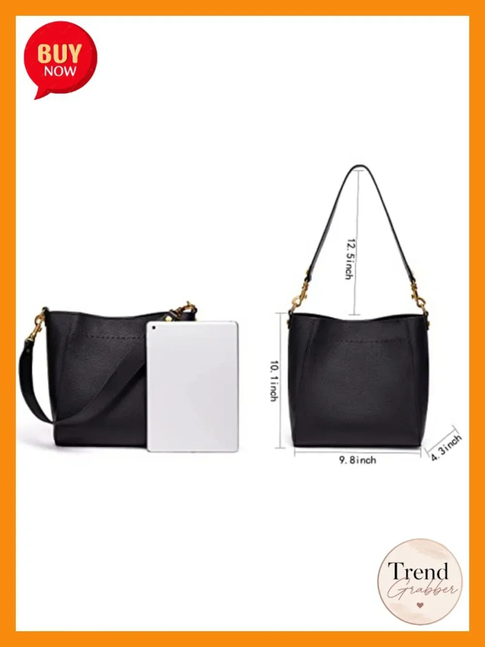 Genuine Leather Bucket Hobo Bag Shoulder Tote Purse for Women